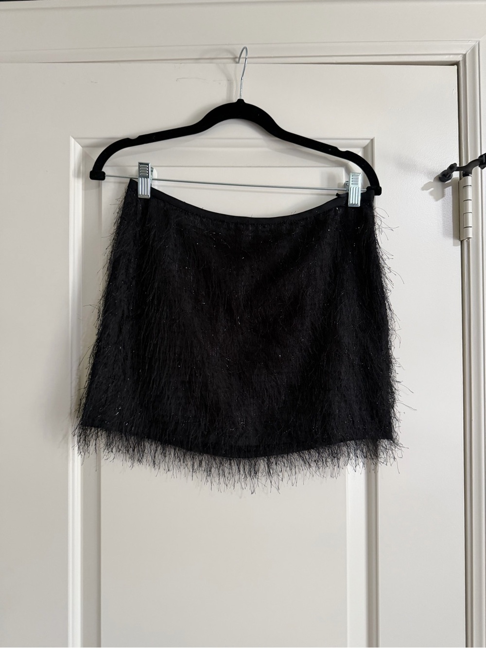 Rachel Roy Black Feather Trim Mini Skirt